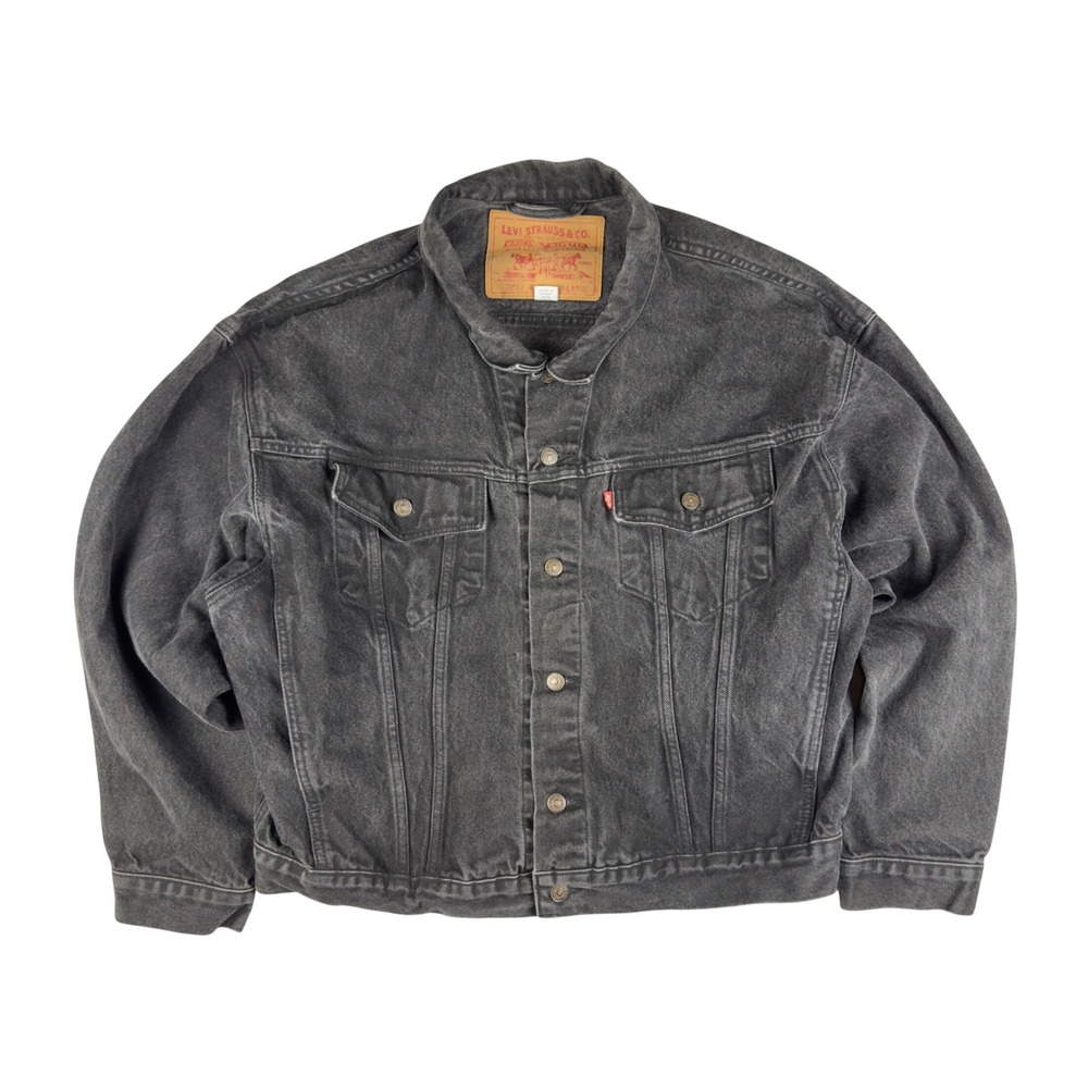 Vtg Levi's‎ 70598 Trucker Jacket Men's XL Black Denim 90s Faded Wash
